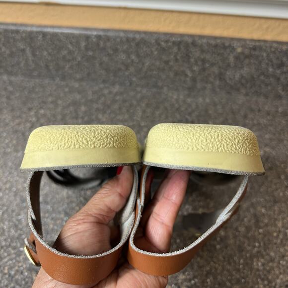 Sun-San Hoyway Brown Leather Womens Sz 8 Summer Casual Sandals Ankle Strap Flats - Picture 7 of 10